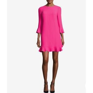 Kate Spade New York Preppy 3/4 Sleeve Crepe Flounce Dress